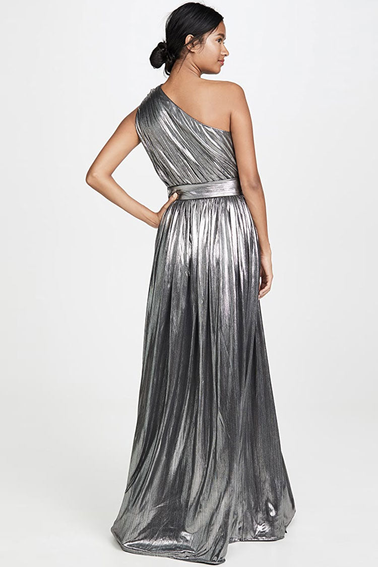 silver evening dress